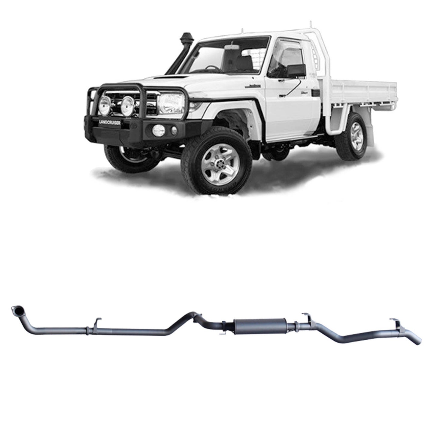 Extreme Duty 3" Factory Dump Pipe Back Exhaust for the Toyota LandCruiser 79 Series 4.2L TD (01/2001 - 01/2007) (view 5)