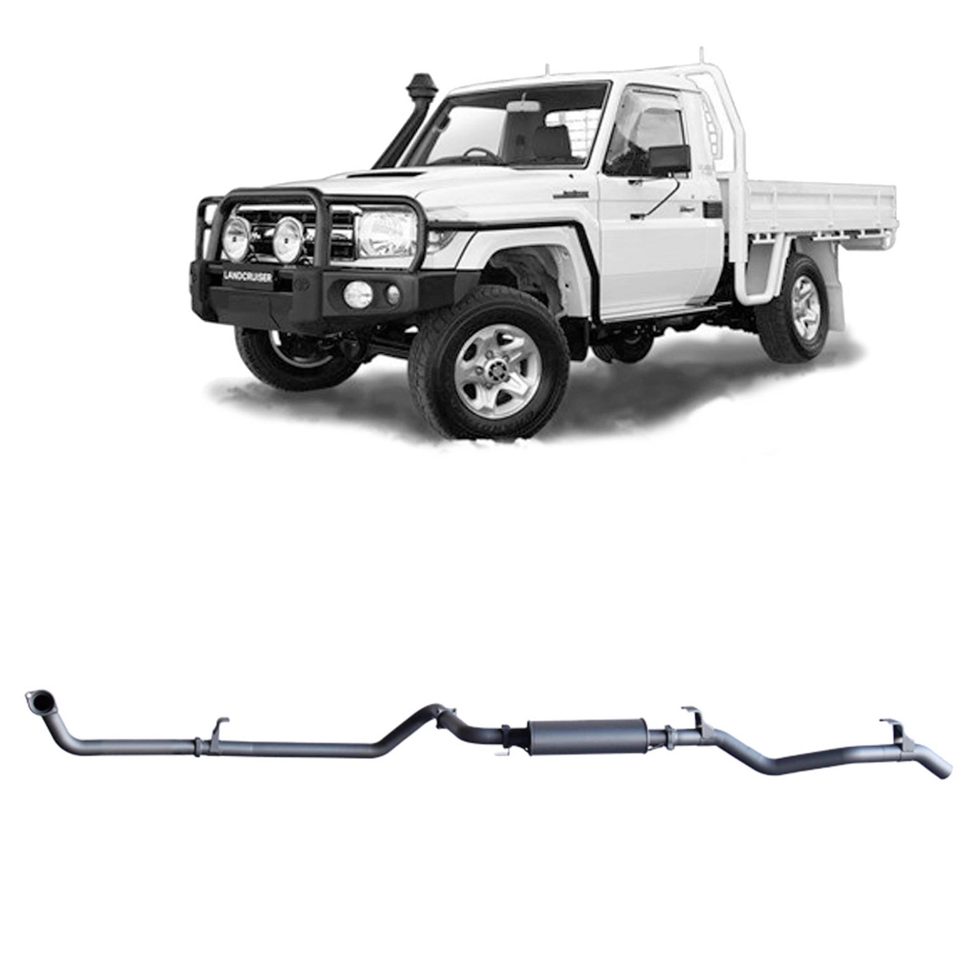 Extreme Duty 3" Factory Dump Pipe Back Exhaust for the Toyota LandCruiser 79 Series 4.2L TD (01/2001 - 01/2007) (view 5)
