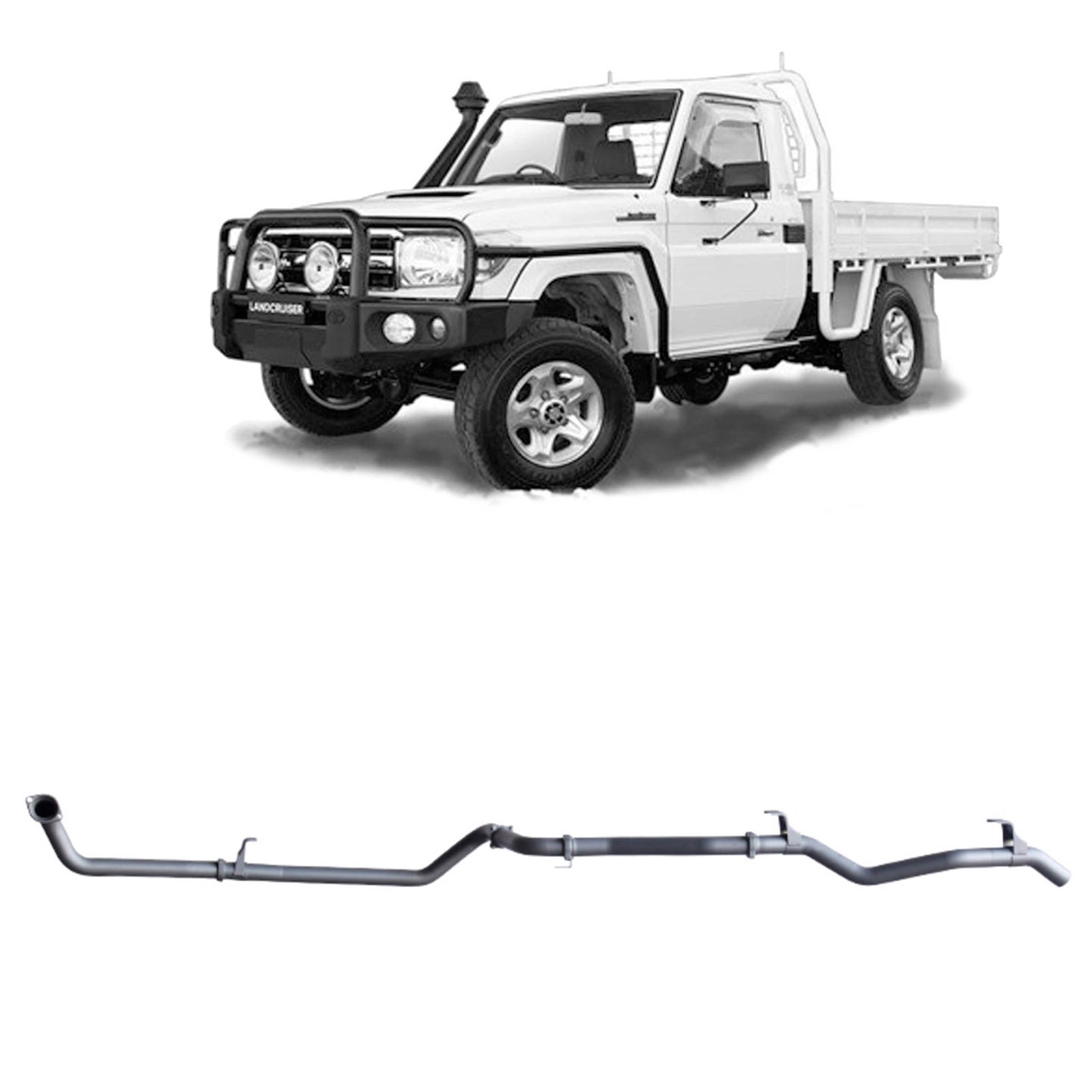Extreme Duty 3" Factory Dump Pipe Back Exhaust for the Toyota LandCruiser 79 Series 4.2L TD (01/2001 - 01/2007) (view 4)