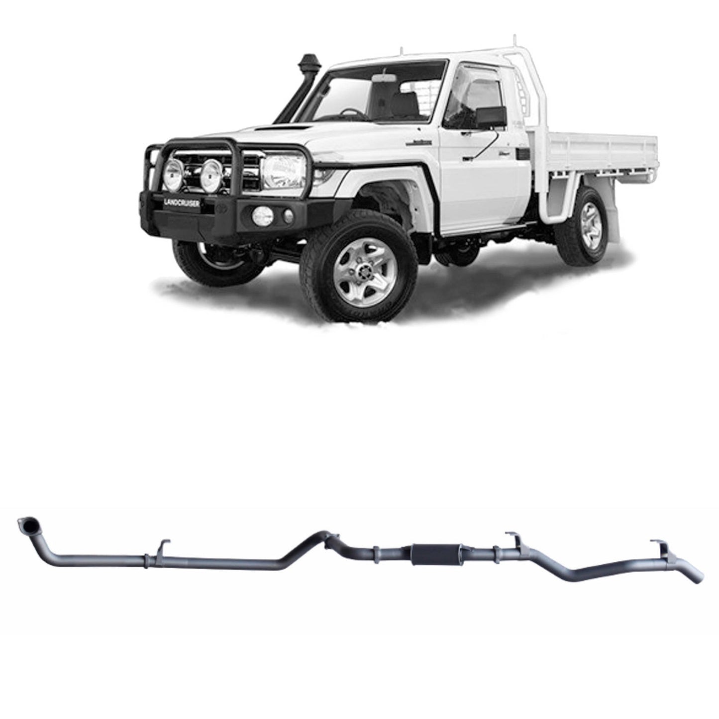 Extreme Duty 3" Factory Dump Pipe Back Exhaust for the Toyota LandCruiser 79 Series 4.2L TD (01/2001 - 01/2007) (view 2)