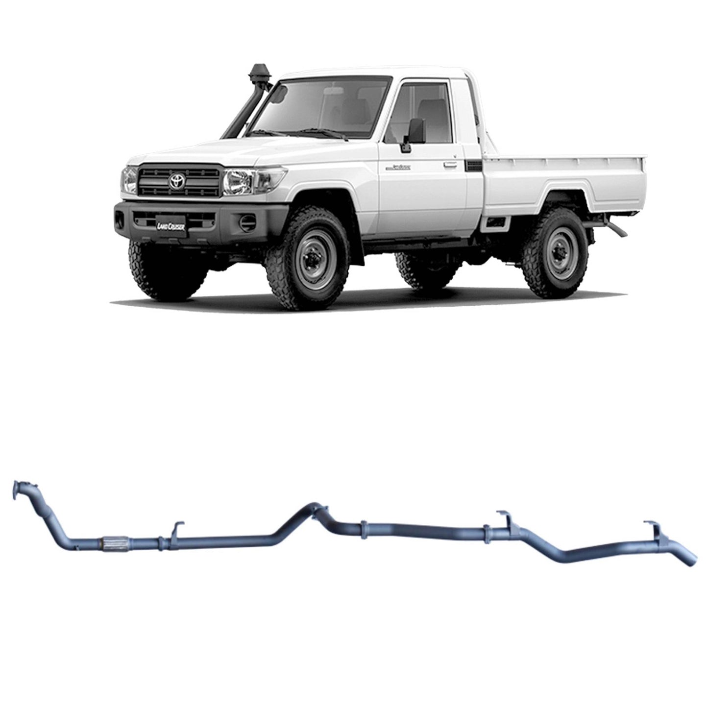 Extreme Duty 3" Exhaust for the Toyota LandCruiser 79 Series 4.2L 1HZ (10/1999 - 01/2007) (view 6)