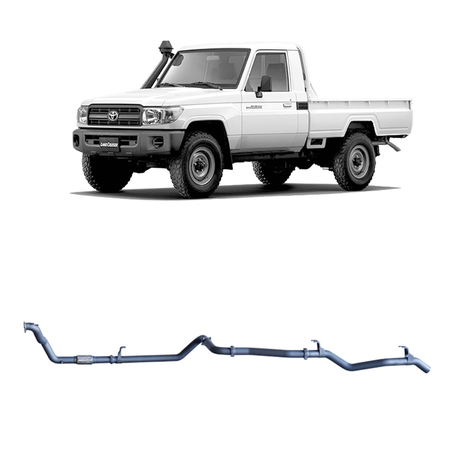 Extreme Duty 3" Exhaust for the Toyota LandCruiser 79 Series 4.2L 1HZ (10/1999 - 01/2007) (view 7)