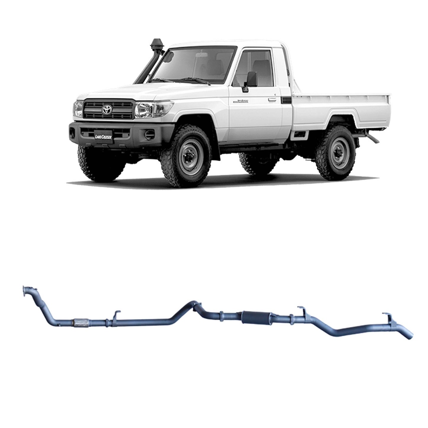 Extreme Duty 3" Exhaust for the Toyota LandCruiser 79 Series 4.2L 1HZ (10/1999 - 01/2007) (view 5)