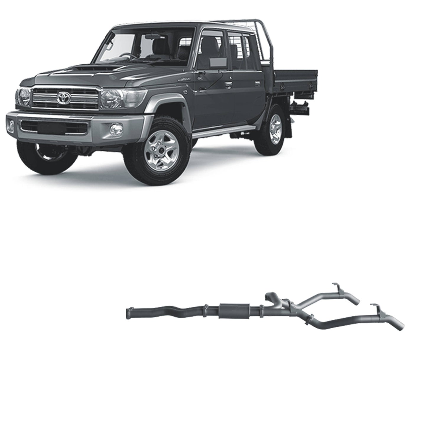 Extreme Duty 3" Twin DPF Back Exhaust for the Toyota LandCruiser 79 Series Single & Dual Cab (11/2016 - On)