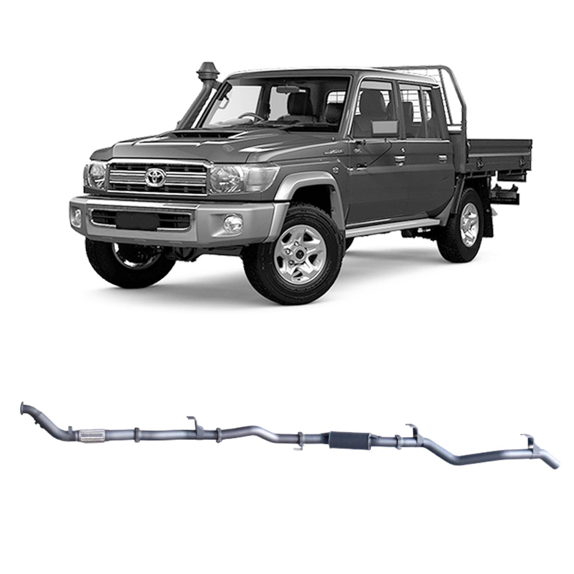 Extreme Duty 3" Turbo Back Exhaust for the Toyota LandCruiser 79 Series Dual Cab w/ Auxiliary Fuel Tank (01/2012 - 1 (view 2)